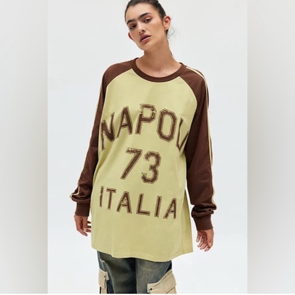 Urban Outfitters Brown and Cream Long Sleeve Tee